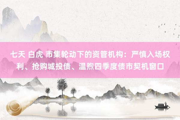 七天 白虎 市集轮动下的资管机构：严慎入场权利、抢购城投债、温煦四季度债市契机窗口
