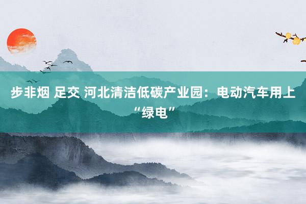 步非烟 足交 河北清洁低碳产业园：电动汽车用上“绿电”