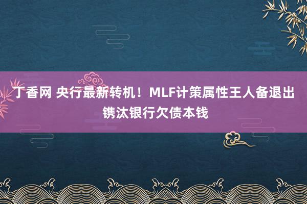 丁香网 央行最新转机！MLF计策属性王人备退出 镌汰银行欠债本钱